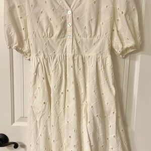 A New Day White Eylet Button-Down dress